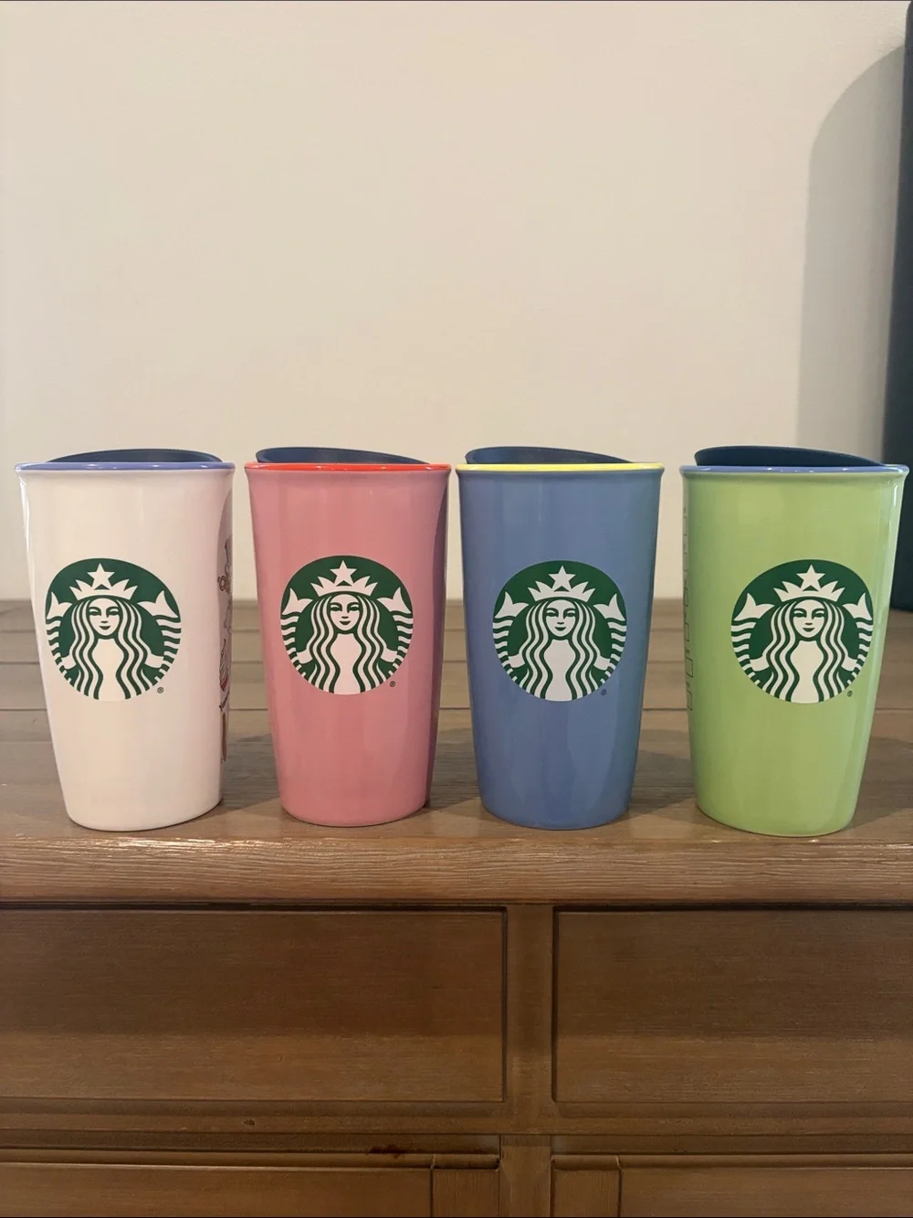 Disney Park 4 Parks Icon Tumbler Set – White, Pink, Blue, Green. Starbucks.